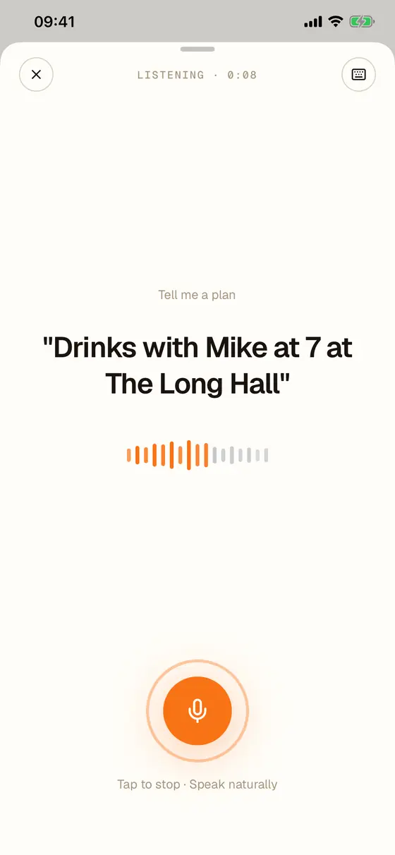 Tap the mic. Say it like a sentence.